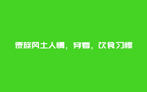 傣族风土人情，穿着，饮食习惯