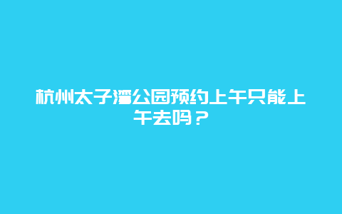 杭州太子湾公园预约上午只能上午去吗？