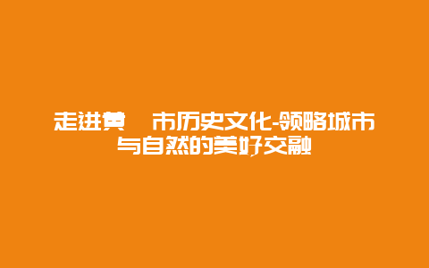 走进黄骅市历史文化-领略城市与自然的美好交融