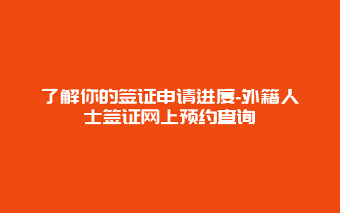 了解你的签证申请进度-外籍人士签证网上预约查询