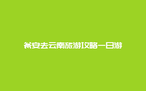 瓮安去云南旅游攻略一日游