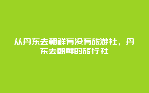 从丹东去朝鲜有没有旅游社，丹东去朝鲜的旅行社