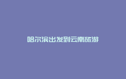 哈尔滨出发到云南旅游