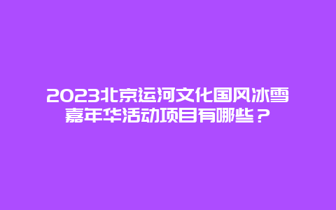 2024年北京运河文化国风冰雪嘉年华活动项目有哪些？