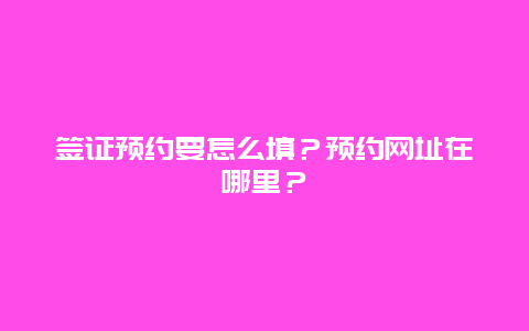 签证预约要怎么填？预约网址在哪里？