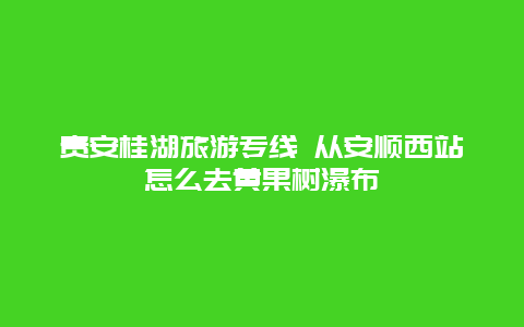 贵安桂湖旅游专线 从安顺西站怎么去黄果树瀑布