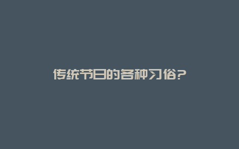 传统节日的各种习俗?