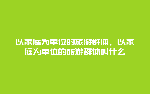 以家庭为单位的旅游群体，以家庭为单位的旅游群体叫什么