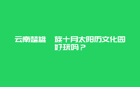 云南楚雄彝族十月太阳历文化园好玩吗？