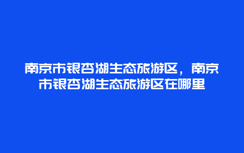 南京市银杏湖生态旅游区，南京市银杏湖生态旅游区在哪里