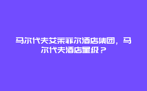 马尔代夫艾茉菲尔酒店集团，马尔代夫酒店星级？