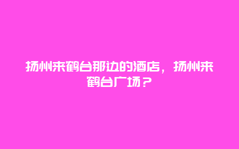 扬州来鹤台那边的酒店，扬州来鹤台广场？