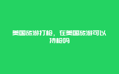 美国旅游打枪，在美国旅游可以持枪吗