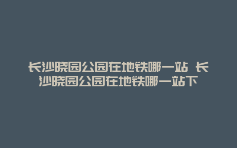 长沙晓园公园在地铁哪一站 长沙晓园公园在地铁哪一站下