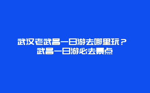 武汉老武昌一日游去哪里玩？ 武昌一日游必去景点