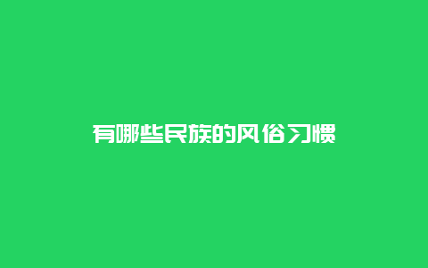 有哪些民族的风俗习惯