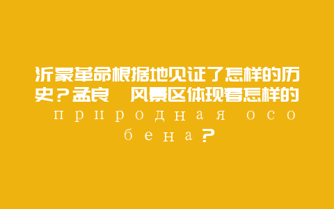 沂蒙革命根据地见证了怎样的历史？孟良崮风景区体现着怎样的 природная особена？