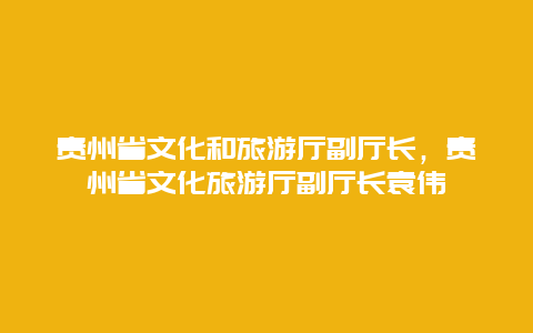 贵州省文化和旅游厅副厅长，贵州省文化旅游厅副厅长袁伟