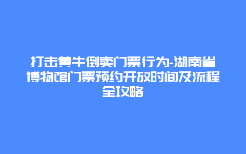 打击黄牛倒卖门票行为-湖南省博物馆门票预约开放时间及流程全攻略