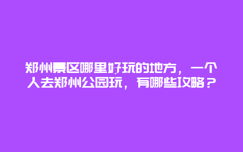 郑州景区哪里好玩的地方，一个人去郑州公园玩，有哪些攻略？