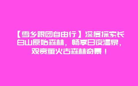 【雪乡跟团自由行】深度探索长白山原始森林，畅享日夜温泉，观赏萤火古森林奇景！