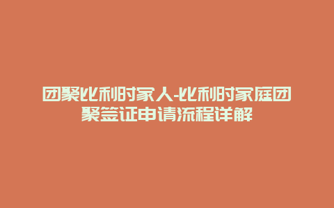 团聚比利时家人-比利时家庭团聚签证申请流程详解