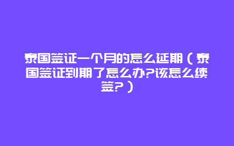 泰国签证一个月的怎么延期（泰国签证到期了怎么办?该怎么续签?）