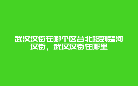 武汉汉街在哪个区台北路到楚河汉街，武汉汉街在哪里