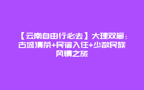 【云南自由行必去】大理双廊：古城清茶+民宿入住+少数民族风情之旅