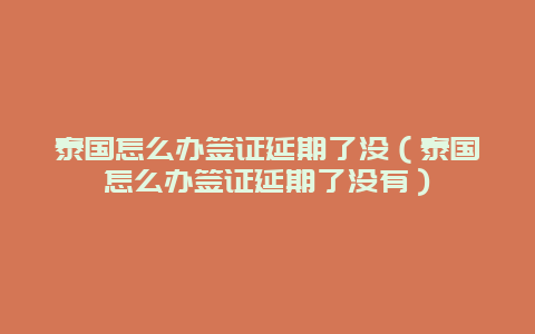 泰国怎么办签证延期了没（泰国怎么办签证延期了没有）