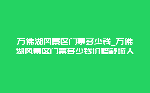 万佛湖风景区门票多少钱_万佛湖风景区门票多少钱价格舒城人