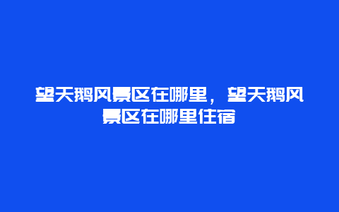 望天鹅风景区在哪里，望天鹅风景区在哪里住宿