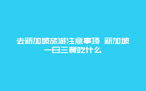 去新加坡旅游注意事项 新加坡一日三餐吃什么