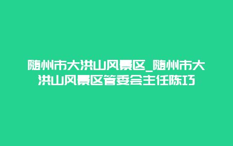 随州市大洪山风景区_随州市大洪山风景区管委会主任陈巧