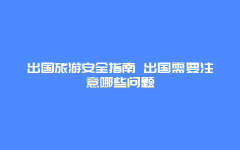 出国旅游安全指南 出国需要注意哪些问题