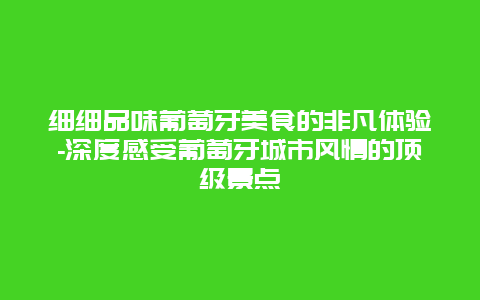 细细品味葡萄牙美食的非凡体验-深度感受葡萄牙城市风情的顶级景点