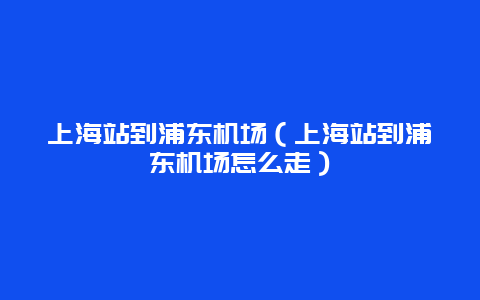 上海站到浦东机场（上海站到浦东机场怎么走）