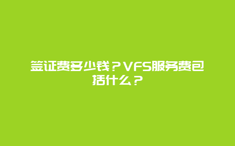 签证费多少钱？VFS服务费包括什么？