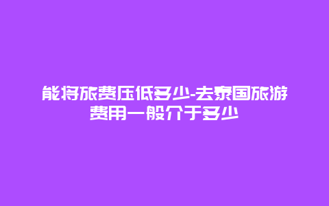 能将旅费压低多少-去泰国旅游费用一般介于多少