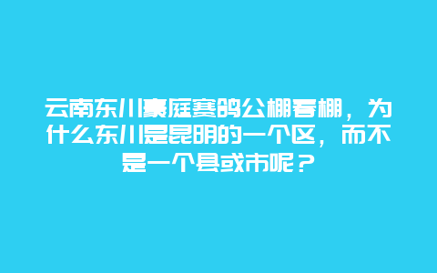 云南东川豪庭赛鸽公棚春棚，为什么东川是昆明的一个区，而不是一个县或市呢？