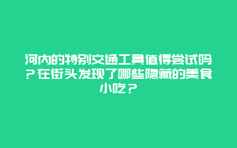 河内的特别交通工具值得尝试吗？在街头发现了哪些隐藏的美食小吃？