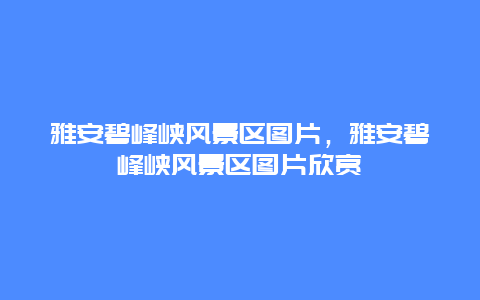 雅安碧峰峡风景区图片，雅安碧峰峡风景区图片欣赏