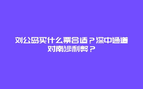 刘公岛买什么票合适？深中通道对南沙利弊？