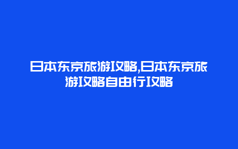 日本东京旅游攻略,日本东京旅游攻略自由行攻略